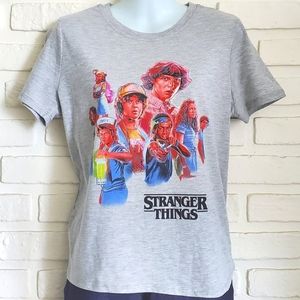 Stranger Things Graphic Tee T-Shirt Gray Size Medium
